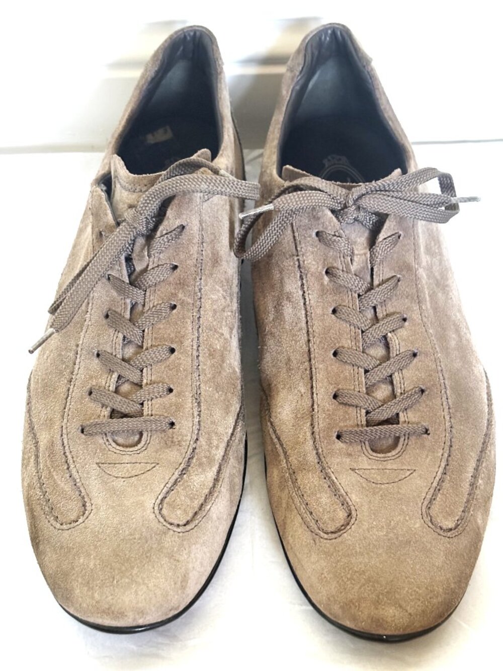 TOD'S SUEDE TAUPE LACE UP SNEAKERS SIZE: 12